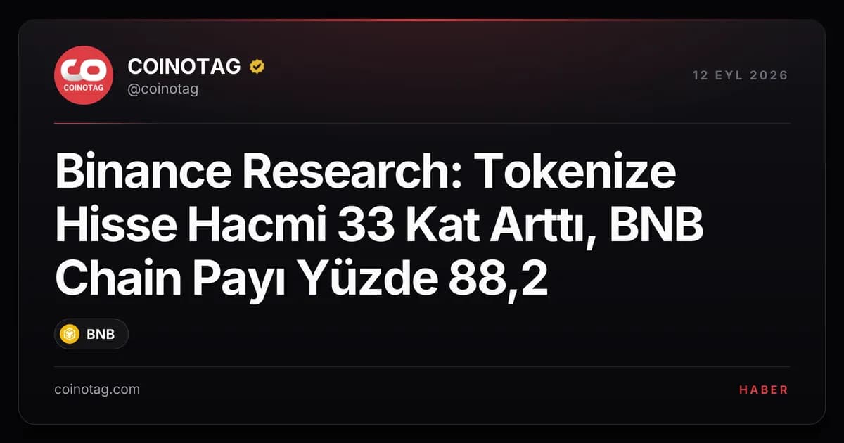 Binance Research: Tokenize Hisse Hacmi 33 Kat Arttı, BNB Chain Payı Yüzde 88,2