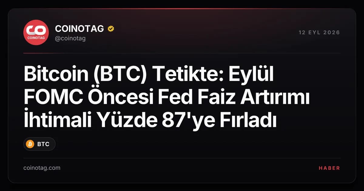 Bitcoin (BTC) Tetikte: Eylül FOMC Öncesi Fed Faiz Artırımı İhtimali Yüzde 87'ye Fırladı