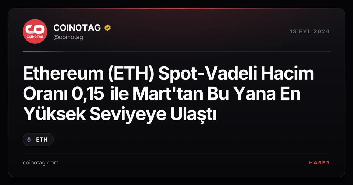 Ethereum (ETH) Spot-Vadeli Hacim Oranı 0,15 ile Mart'tan Bu Yana En Yüksek Seviyeye Ulaştı