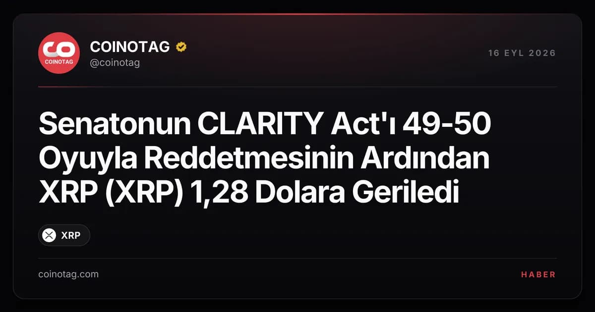 Senatonun CLARITY Act'ı 49-50 Oyuyla Reddetmesinin Ardından XRP (XRP) 1,28 Dolara Geriledi