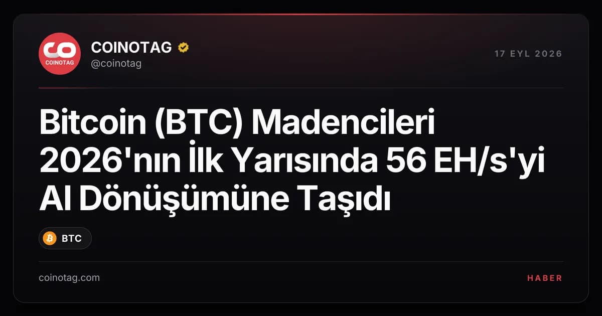 Bitcoin (BTC) Madencileri 2026'nın İlk Yarısında 56 EH/s'yi AI Dönüşümüne Taşıdı