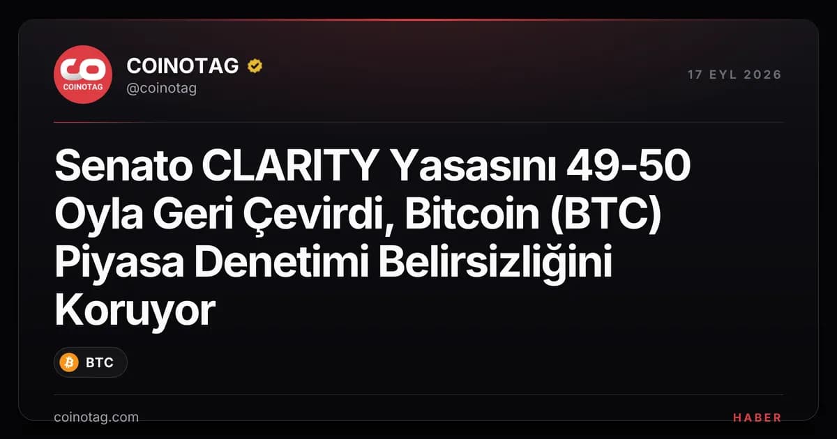 Senato CLARITY Yasasını 49-50 Oyla Geri Çevirdi, Bitcoin (BTC) Piyasa Denetimi Belirsizliğini Koruyor