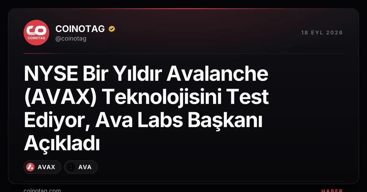 NYSE Bir Yıldır Avalanche (AVAX) Teknolojisini Test Ediyor, Ava Labs Başkanı Açıkladı