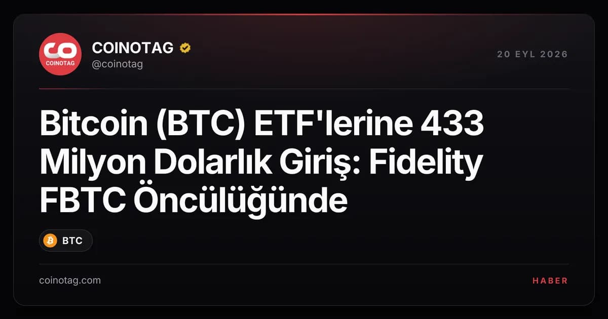 Bitcoin (BTC) ETF'lerine 433 Milyon Dolarlık Giriş: Fidelity FBTC Öncülüğünde
