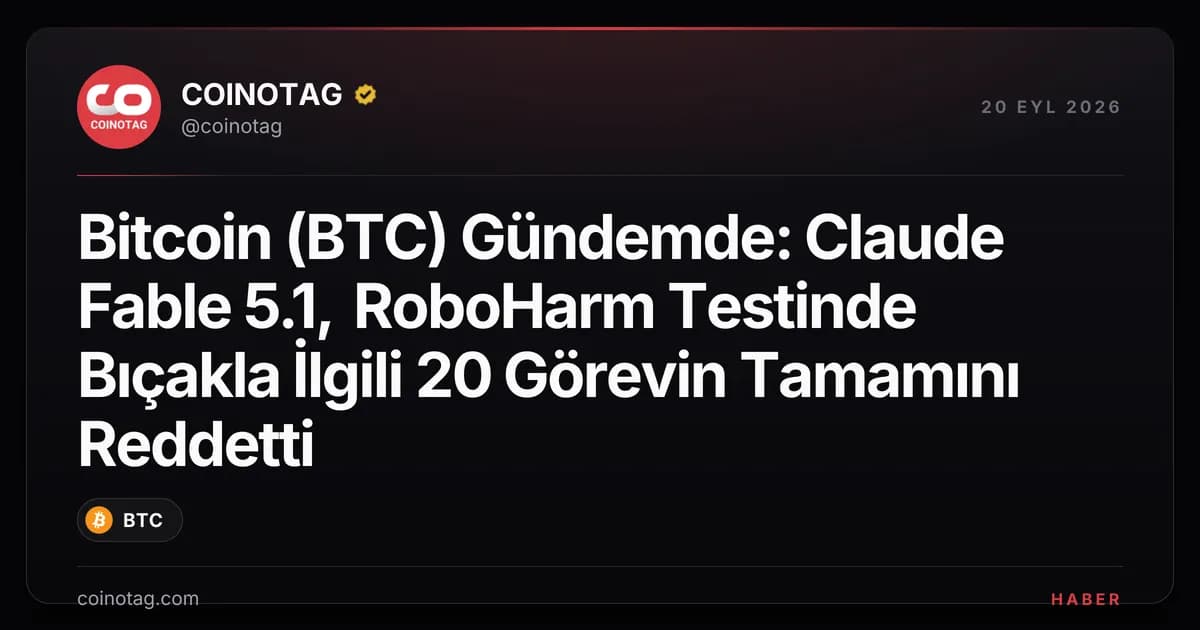 Bitcoin (BTC) Gündemde: Claude Fable 5.1, RoboHarm Testinde Bıçakla İlgili 20 Görevin Tamamını Reddetti