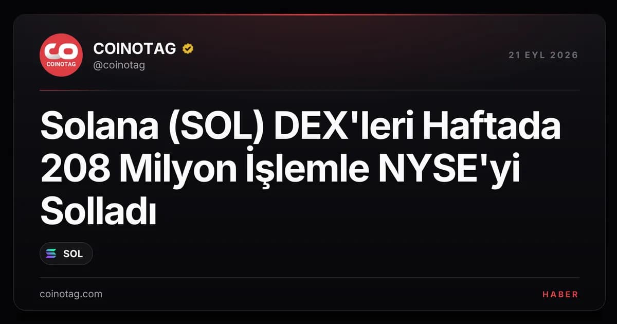 Solana (SOL) DEX'leri Haftada 208 Milyon İşlemle NYSE'yi Solladı