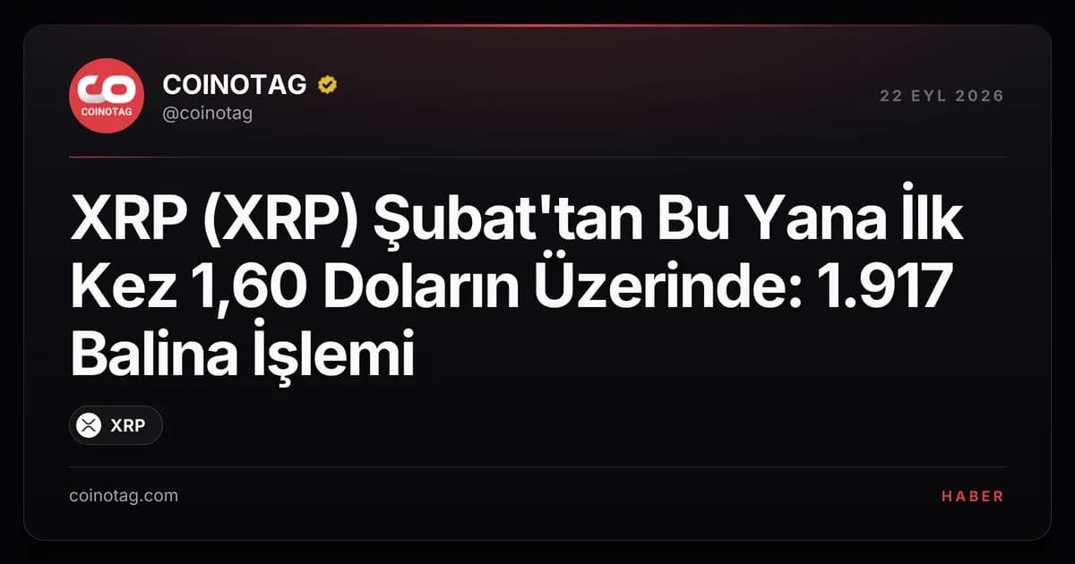 XRP (XRP) Şubat'tan Bu Yana İlk Kez 1,60 Doların Üzerinde: 1.917 Balina İşlemi