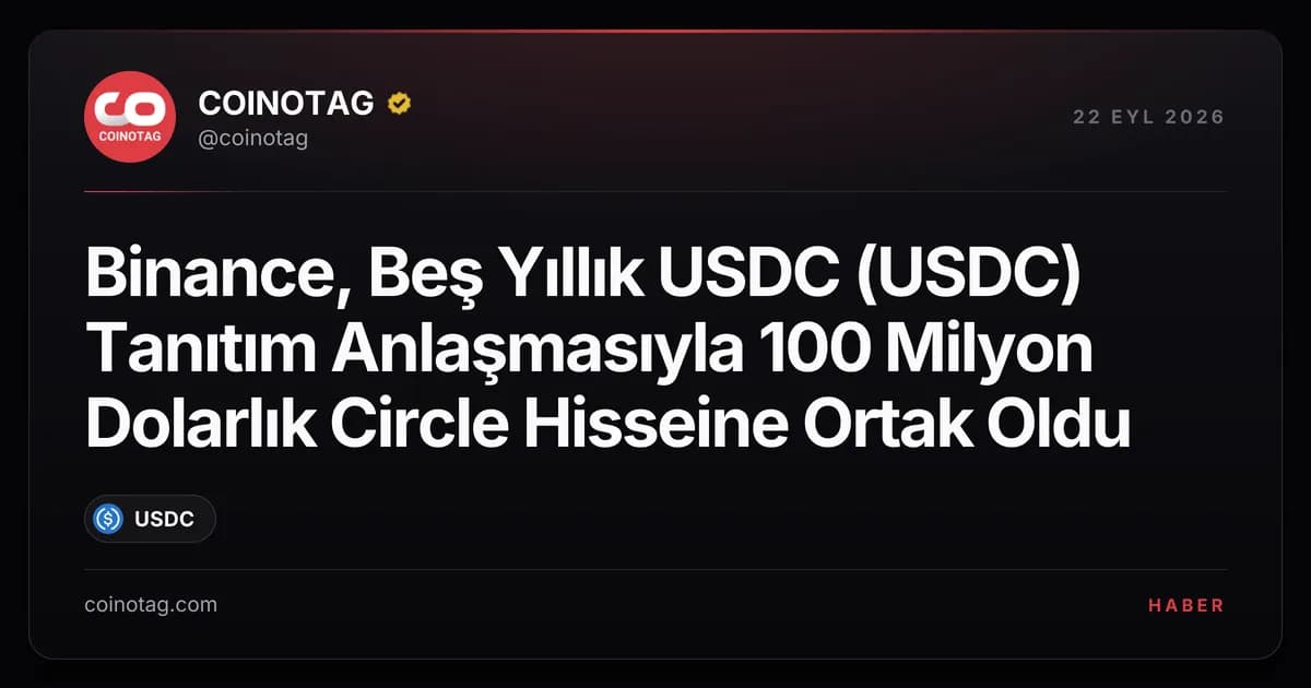 Binance, Beş Yıllık USDC (USDC) Tanıtım Anlaşmasıyla 100 Milyon Dolarlık Circle Hisseine Ortak Oldu
