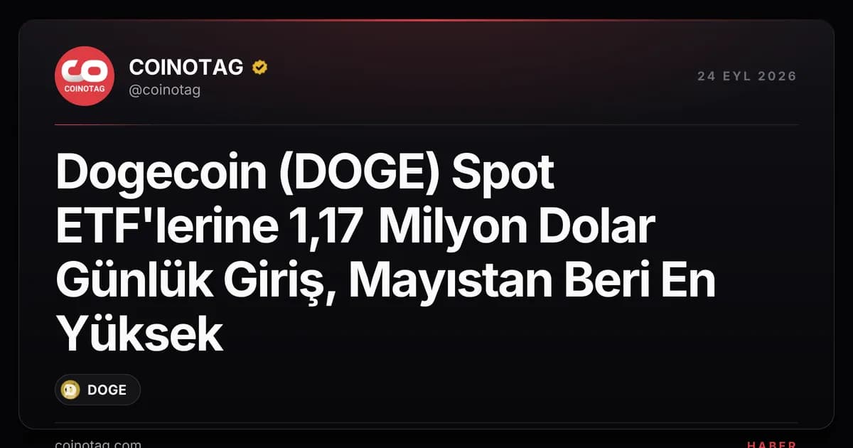 Dogecoin (DOGE) Spot ETF'lerine 1,17 Milyon Dolar Günlük Giriş, Mayıstan Beri En Yüksek