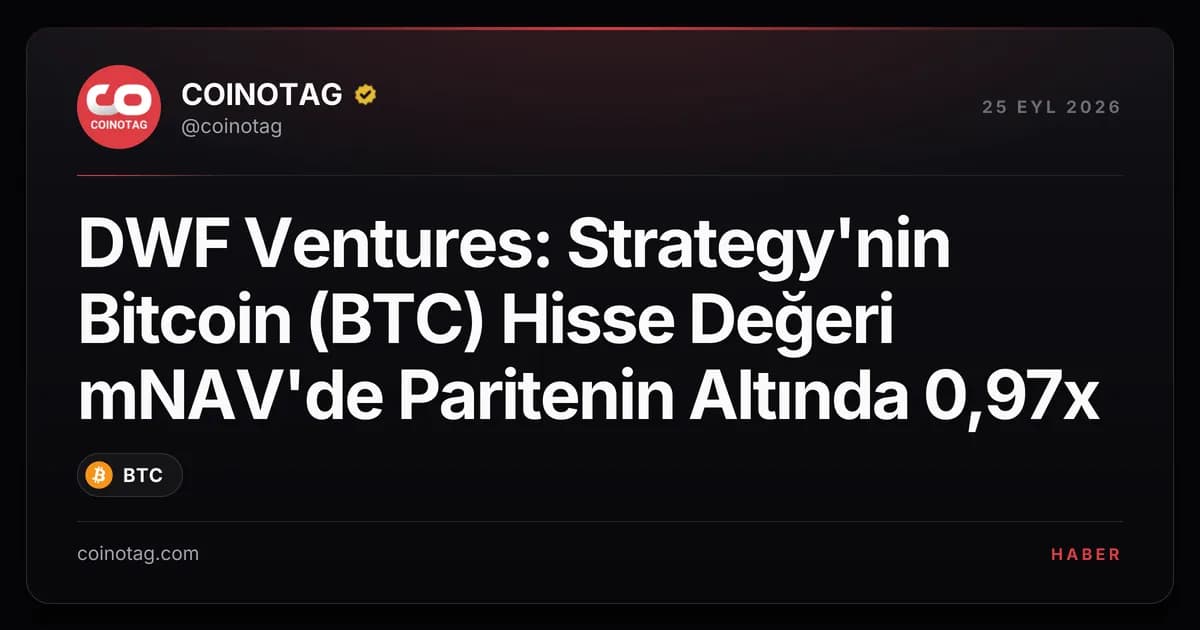 DWF Ventures: Strategy'nin Bitcoin (BTC) Hisse Değeri mNAV'de Paritenin Altında 0,97x