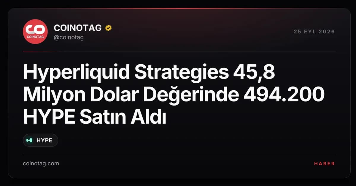Hyperliquid Strategies 45,8 Milyon Dolar Değerinde 494.200 HYPE Satın Aldı