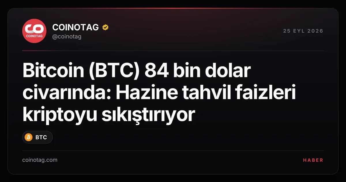 Bitcoin (BTC) 84 bin dolar civarında: Hazine tahvil faizleri kriptoyu sıkıştırıyor