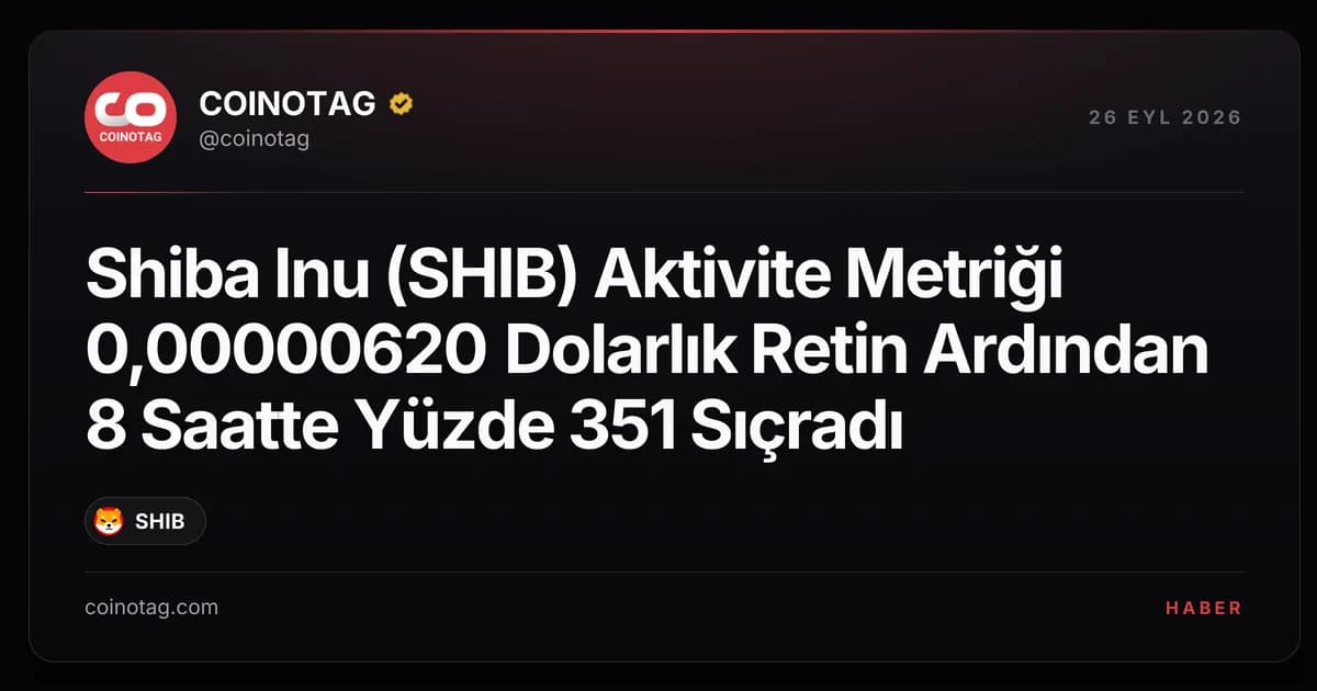 Shiba Inu (SHIB) Aktivite Metriği 0,00000620 Dolarlık Retin Ardından 8 Saatte Yüzde 351 Sıçradı