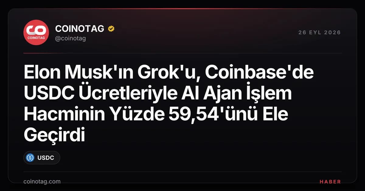 Elon Musk'ın Grok'u, Coinbase'de USDC Ücretleriyle AI Ajan İşlem Hacminin Yüzde 59,54'ünü Ele Geçirdi