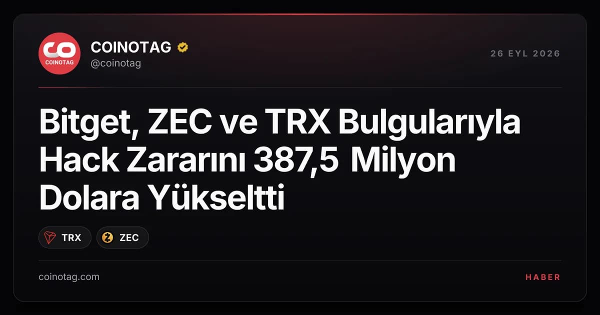 Bitget, ZEC ve TRX Bulgularıyla Hack Zararını 387,5 Milyon Dolara Yükseltti