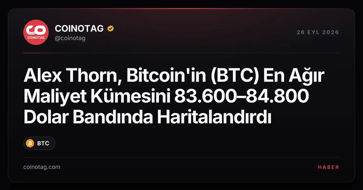 Alex Thorn, Bitcoin'in (BTC) En Ağır Maliyet Kümesini 83.600–84.800 Dolar Bandında Haritalandırdı