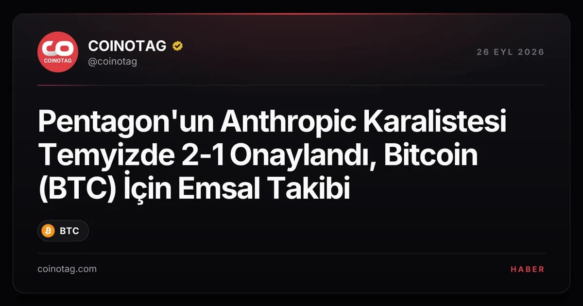 Pentagon'un Anthropic Karalistesi Temyizde 2-1 Onaylandı, Bitcoin (BTC) İçin Emsal Takibi