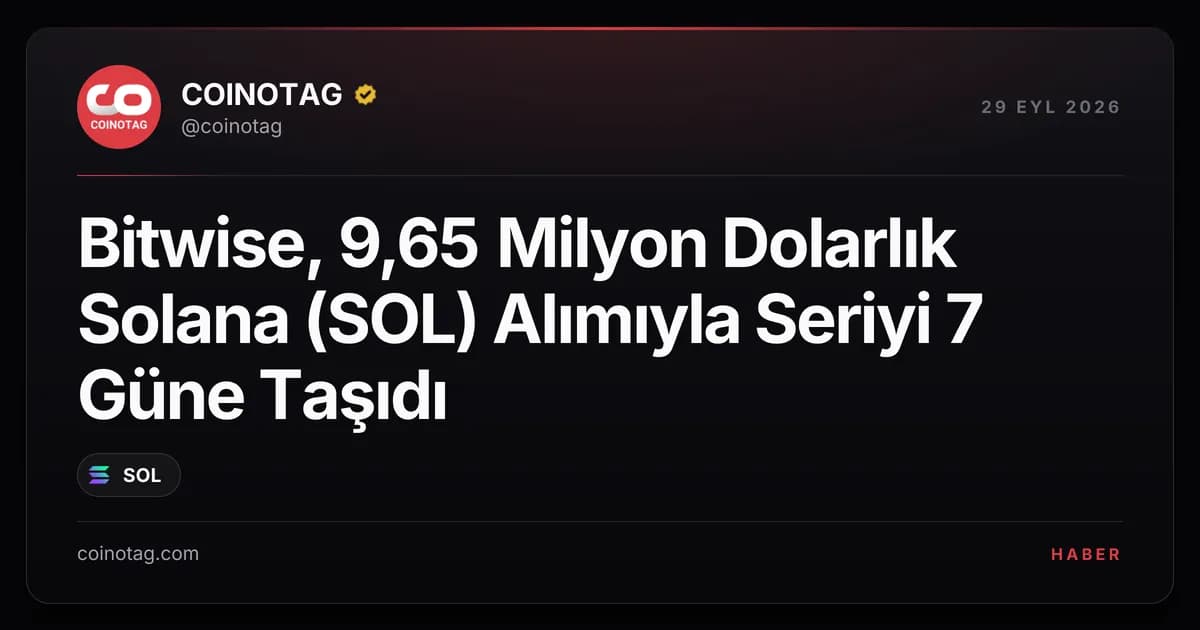 Bitwise, 9,65 Milyon Dolarlık Solana (SOL) Alımıyla Seriyi 7 Güne Taşıdı