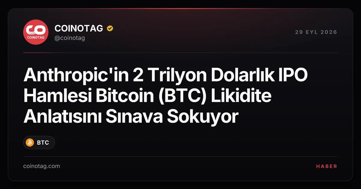 Anthropic'in 2 Trilyon Dolarlık IPO Hamlesi Bitcoin (BTC) Likidite Anlatısını Sınava Sokuyor