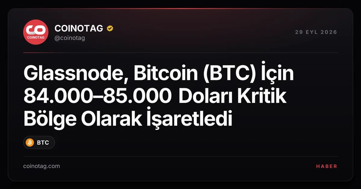 Glassnode, Bitcoin (BTC) İçin 84.000–85.000 Doları Kritik Bölge Olarak İşaretledi