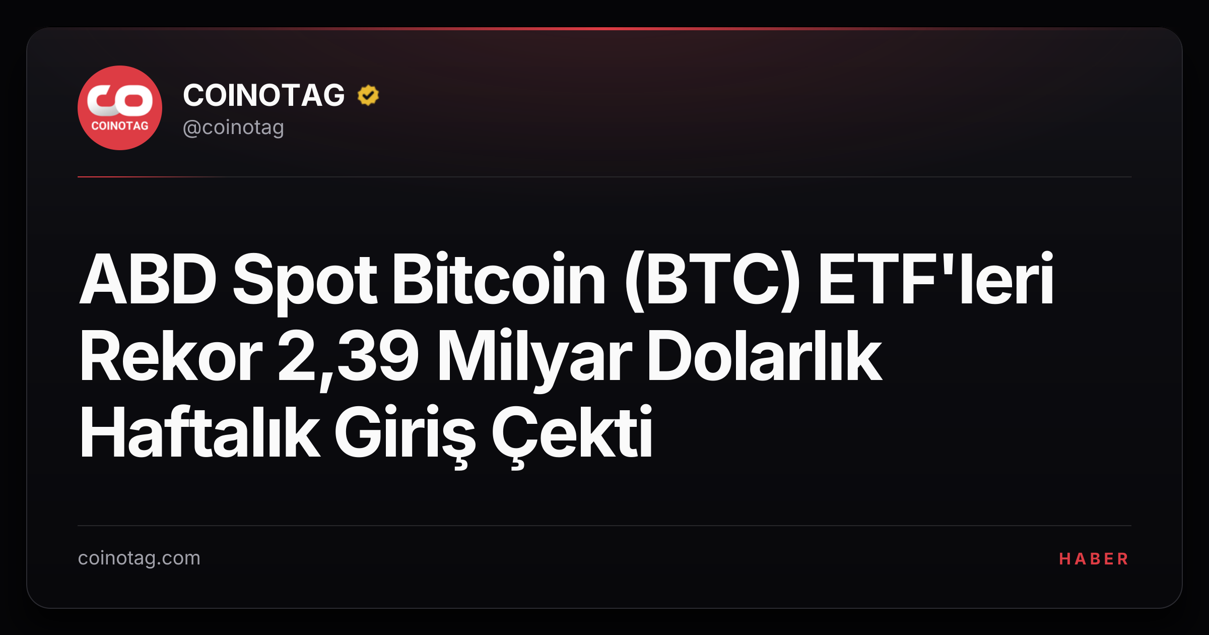 ABD Spot Bitcoin (BTC) ETF'leri Rekor 2,39 Milyar Dolarlık Haftalık Giriş Çekti