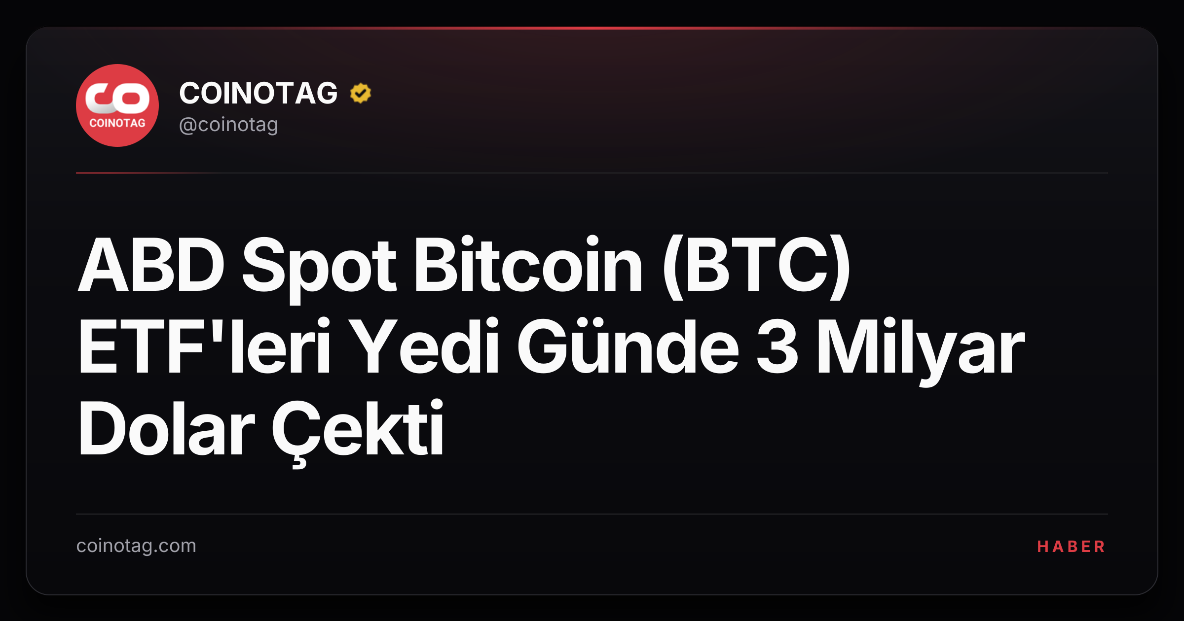 ABD Spot Bitcoin (BTC) ETF'leri Yedi Günde 3 Milyar Dolar Çekti
