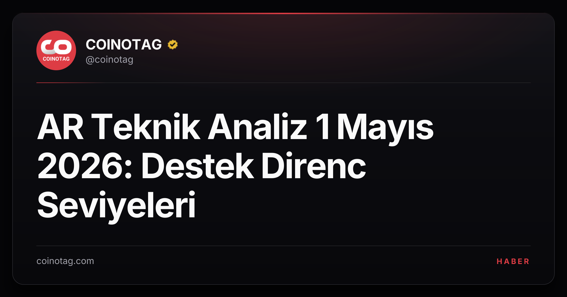AR Teknik Analiz 1 Mayıs 2026: Destek Direnc Seviyeleri