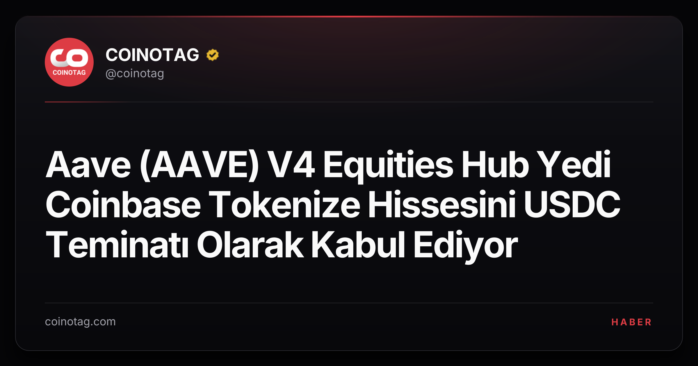 Aave (AAVE) V4 Equities Hub Yedi Coinbase Tokenize Hissesini USDC Teminatı Olarak Kabul Ediyor