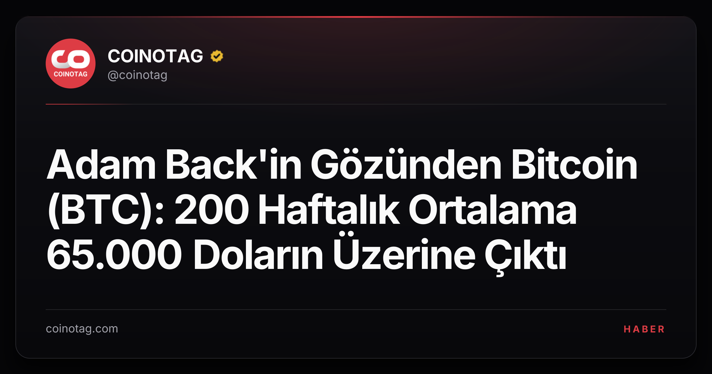 Adam Back'in Gözünden Bitcoin (BTC): 200 Haftalık Ortalama 65.000 Doların Üzerine Çıktı