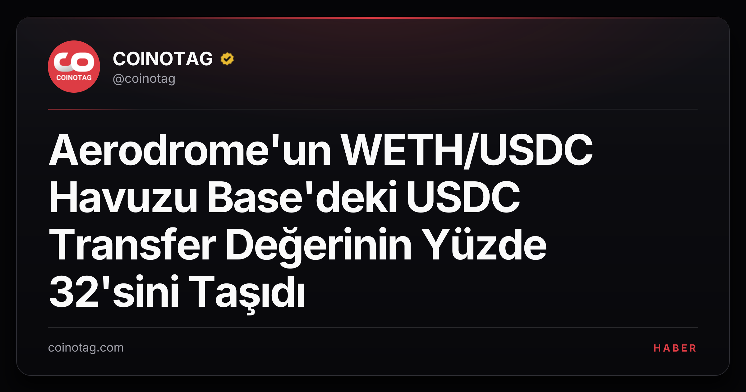 Aerodrome'un WETH/USDC Havuzu Base'deki USDC Transfer Değerinin Yüzde 32'sini Taşıdı