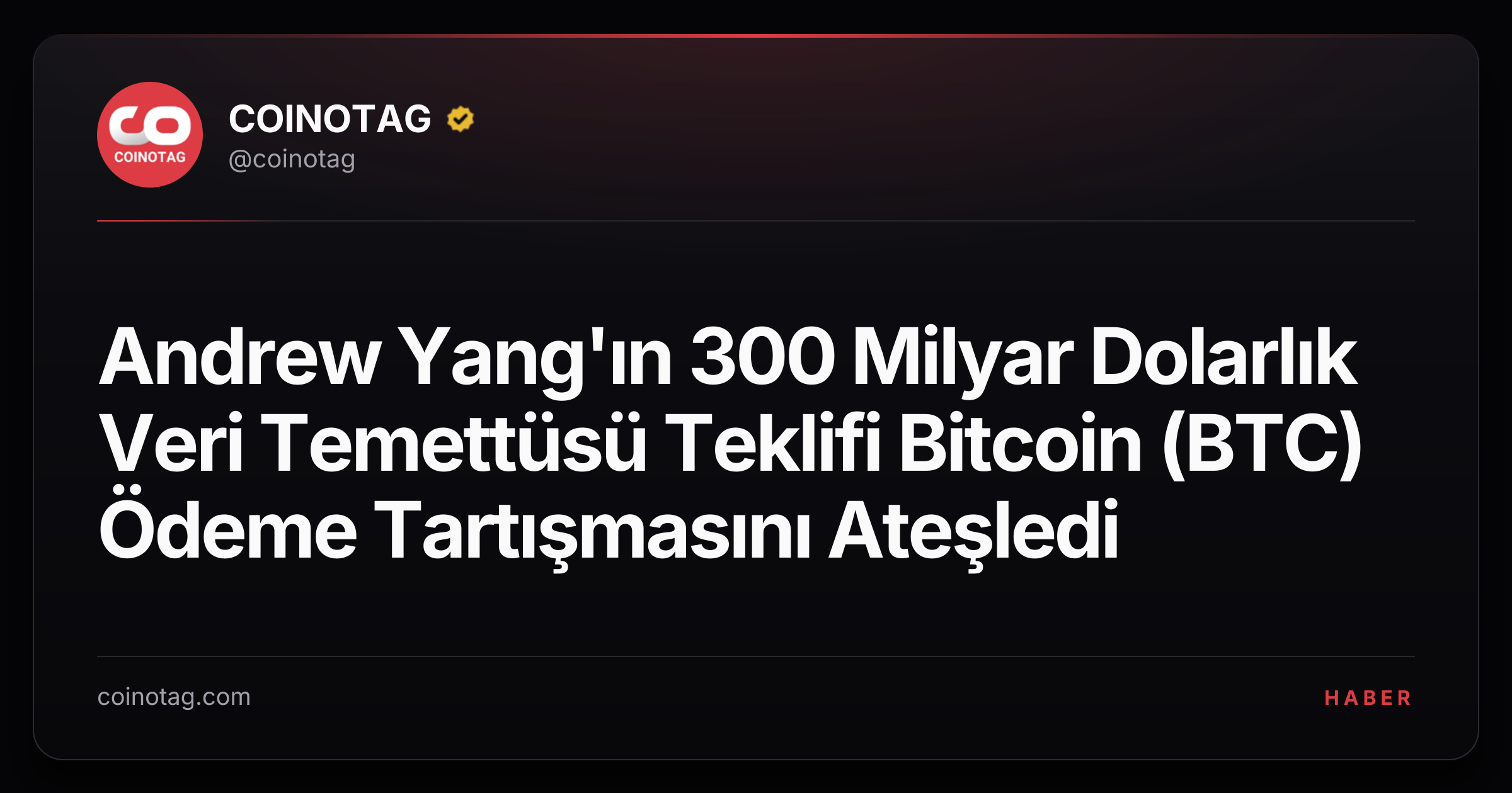 Andrew Yang'ın 300 Milyar Dolarlık Veri Temettüsü Teklifi Bitcoin (BTC) Ödeme Tartışmasını Ateşledi