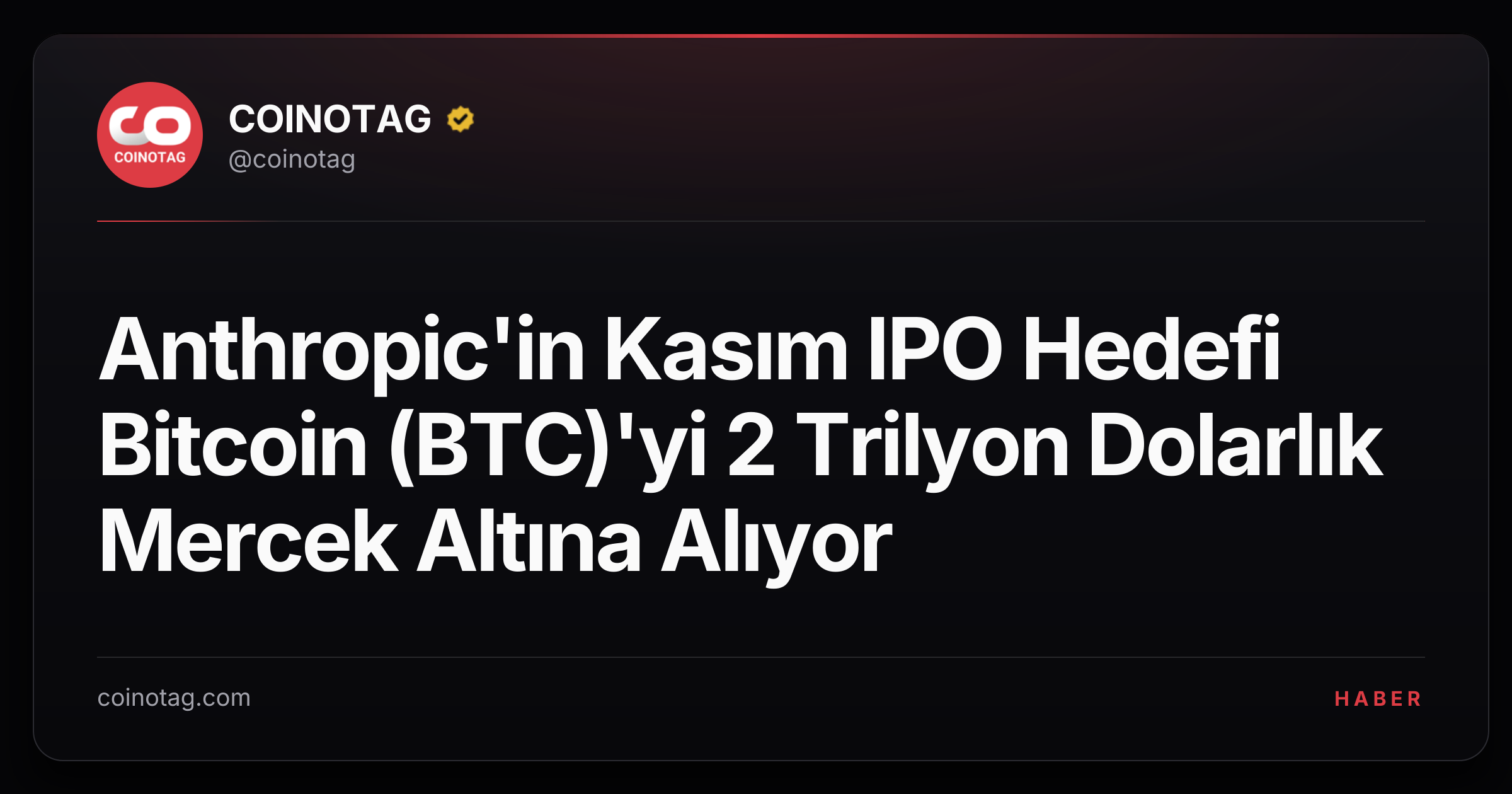 Anthropic'in Kasım IPO Hedefi Bitcoin (BTC)'yi 2 Trilyon Dolarlık Mercek Altına Alıyor