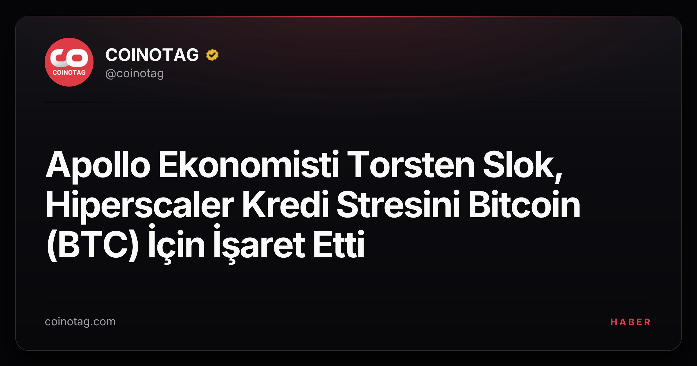 Apollo Ekonomisti Torsten Slok, Hiperscaler Kredi Stresini Bitcoin (BTC) İçin İşaret Etti