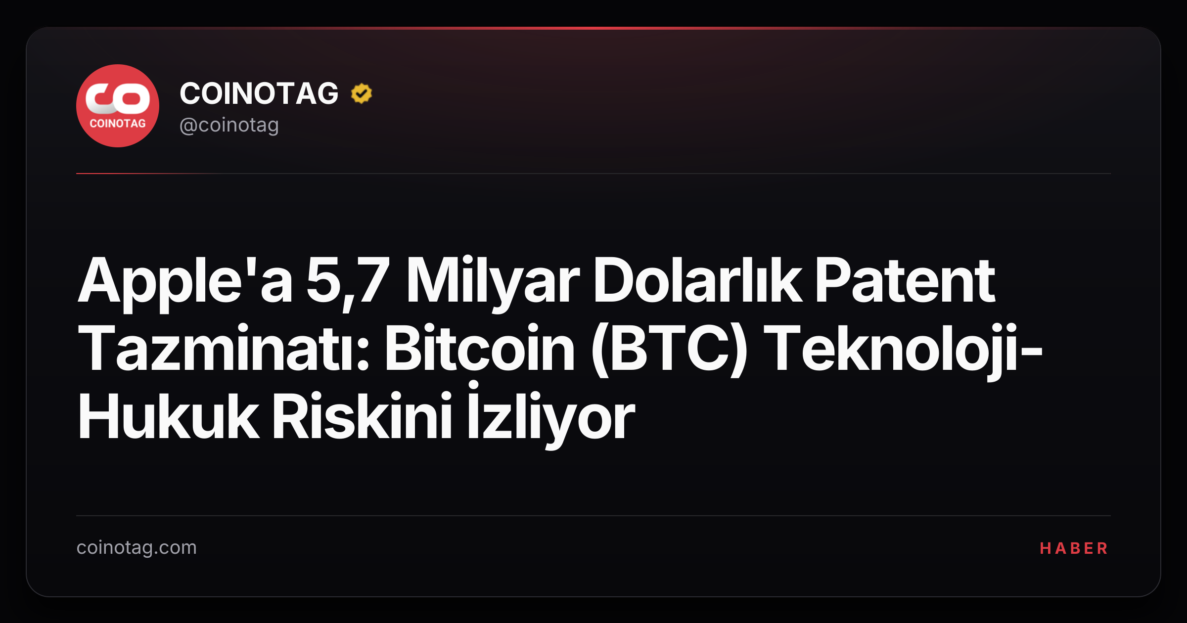 Apple'a 5,7 Milyar Dolarlık Patent Tazminatı: Bitcoin (BTC) Teknoloji-Hukuk Riskini İzliyor
