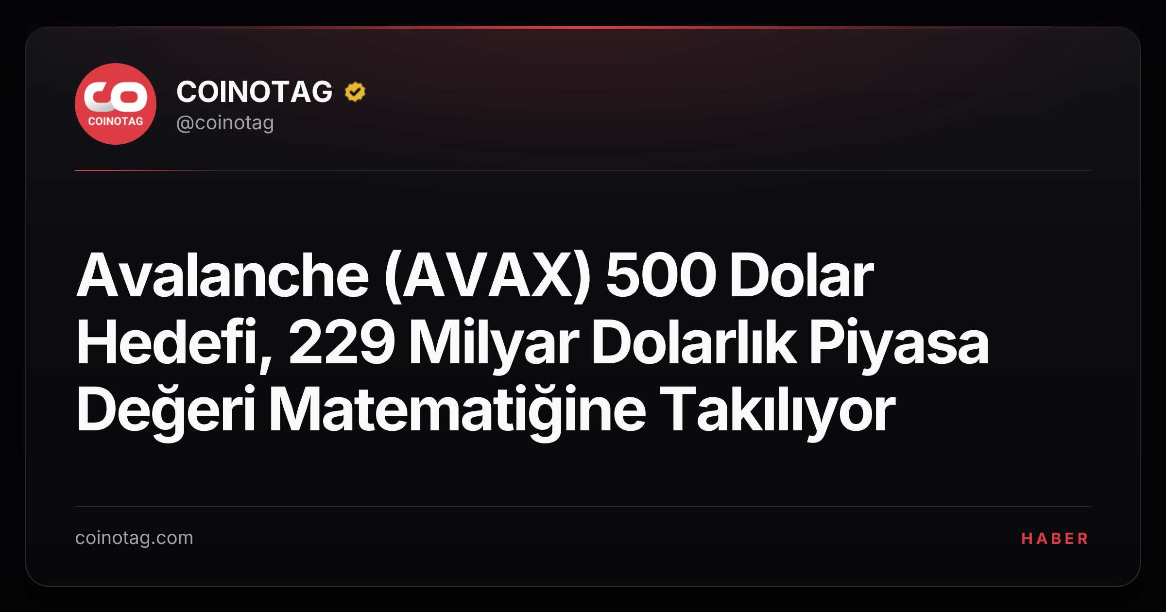 Avalanche (AVAX) 500 Dolar Hedefi, 229 Milyar Dolarlık Piyasa Değeri Matematiğine Takılıyor
