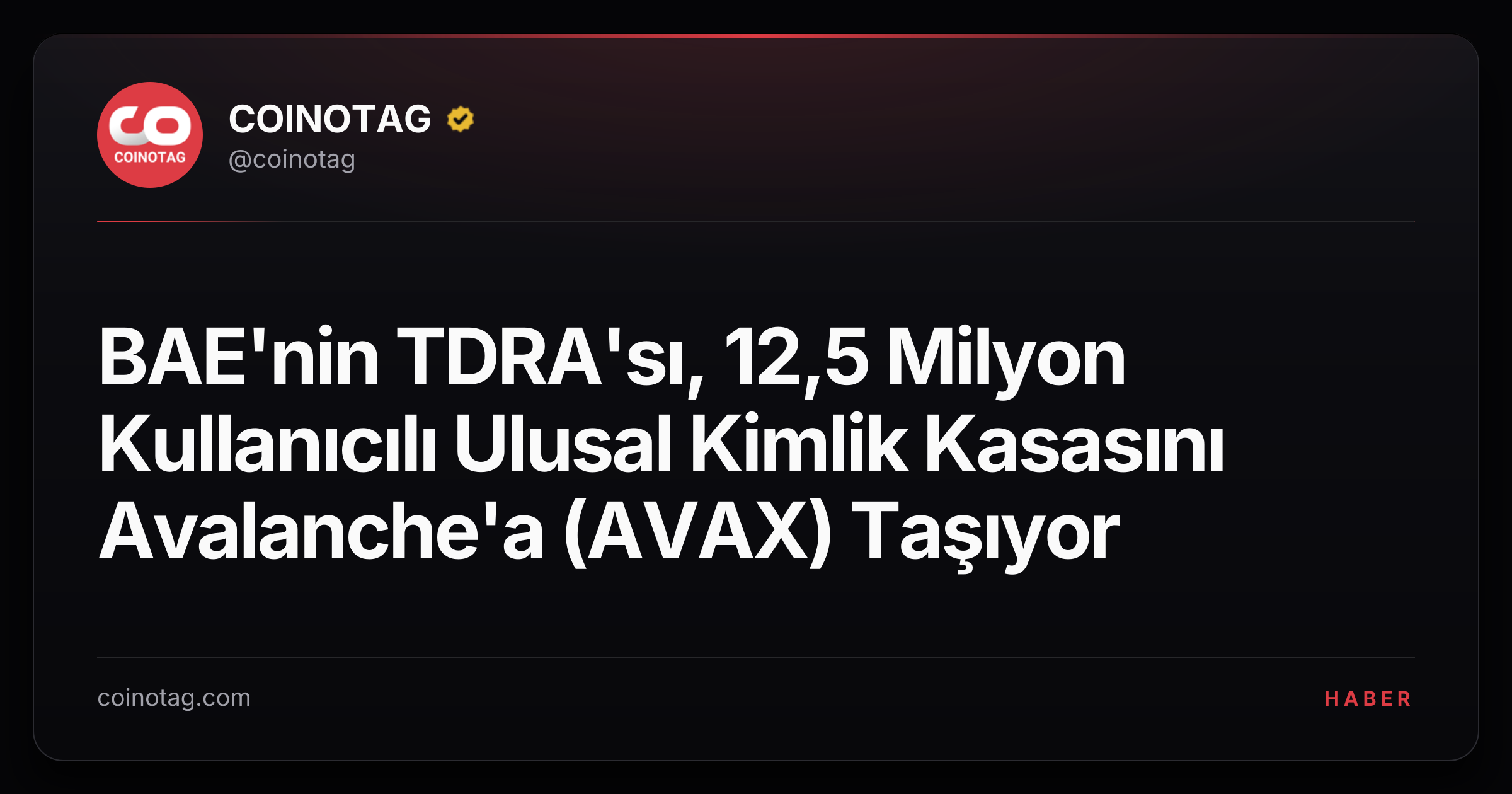BAE'nin TDRA'sı, 12,5 Milyon Kullanıcılı Ulusal Kimlik Kasasını Avalanche'a (AVAX) Taşıyor