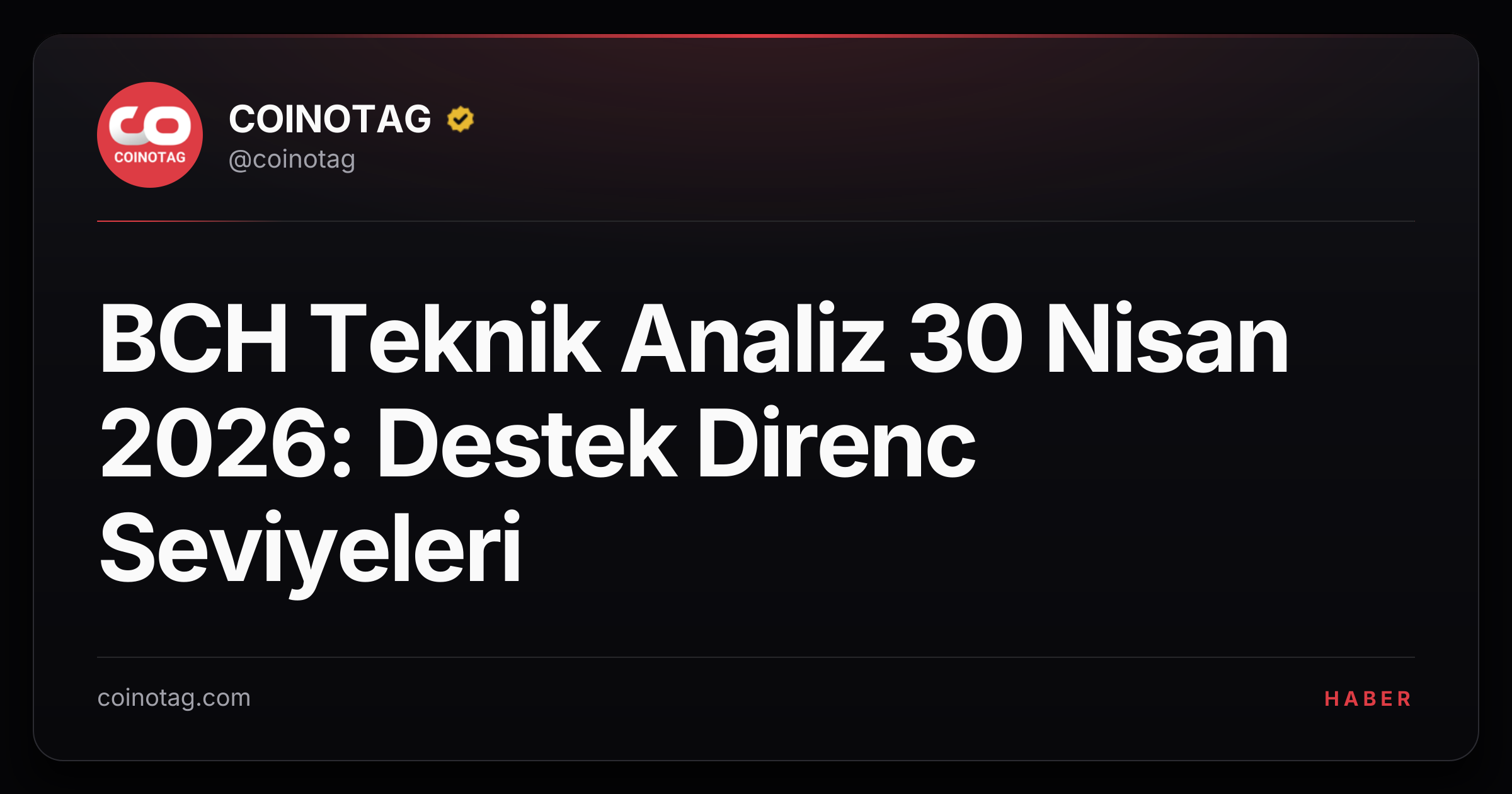 BCH Teknik Analiz 30 Nisan 2026: Destek Direnc Seviyeleri
