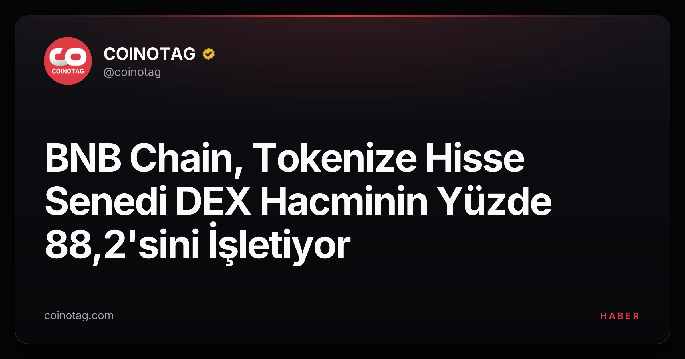 BNB Chain, Tokenize Hisse Senedi DEX Hacminin Yüzde 88,2'sini İşletiyor