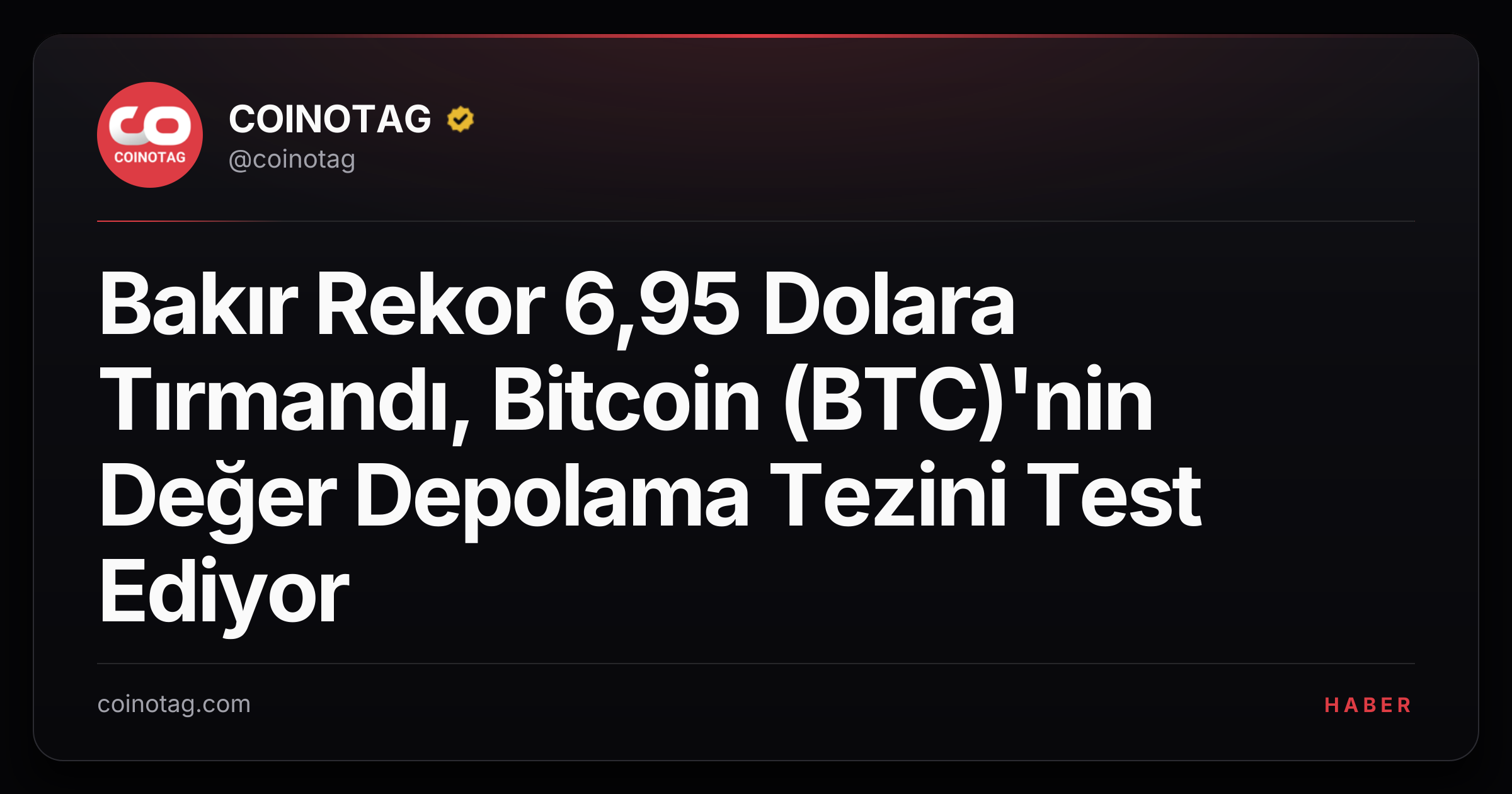 Bakır Rekor 6,95 Dolara Tırmandı, Bitcoin (BTC)'nin Değer Depolama Tezini Test Ediyor