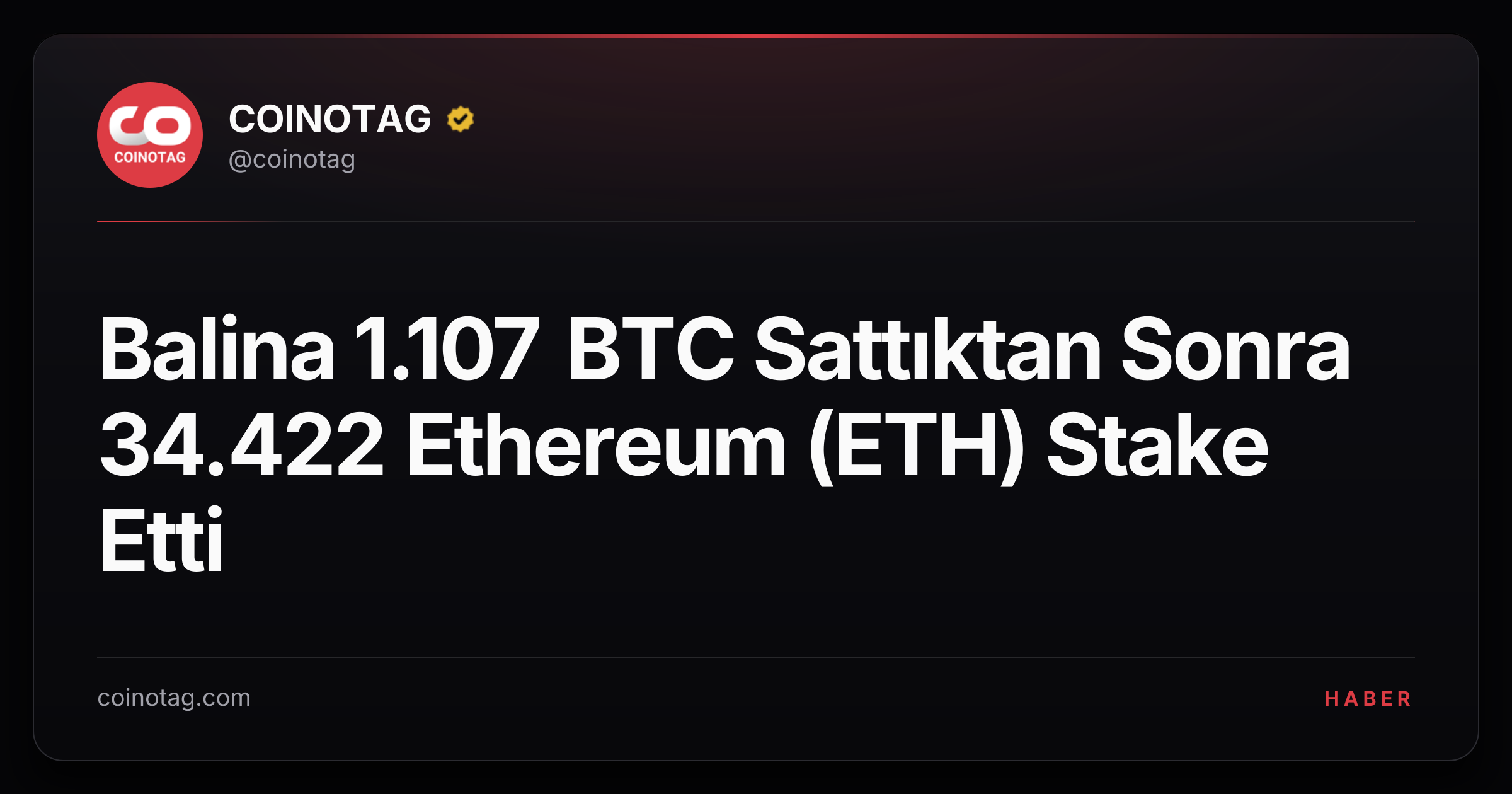 Balina 1.107 BTC Sattıktan Sonra 34.422 Ethereum (ETH) Stake Etti