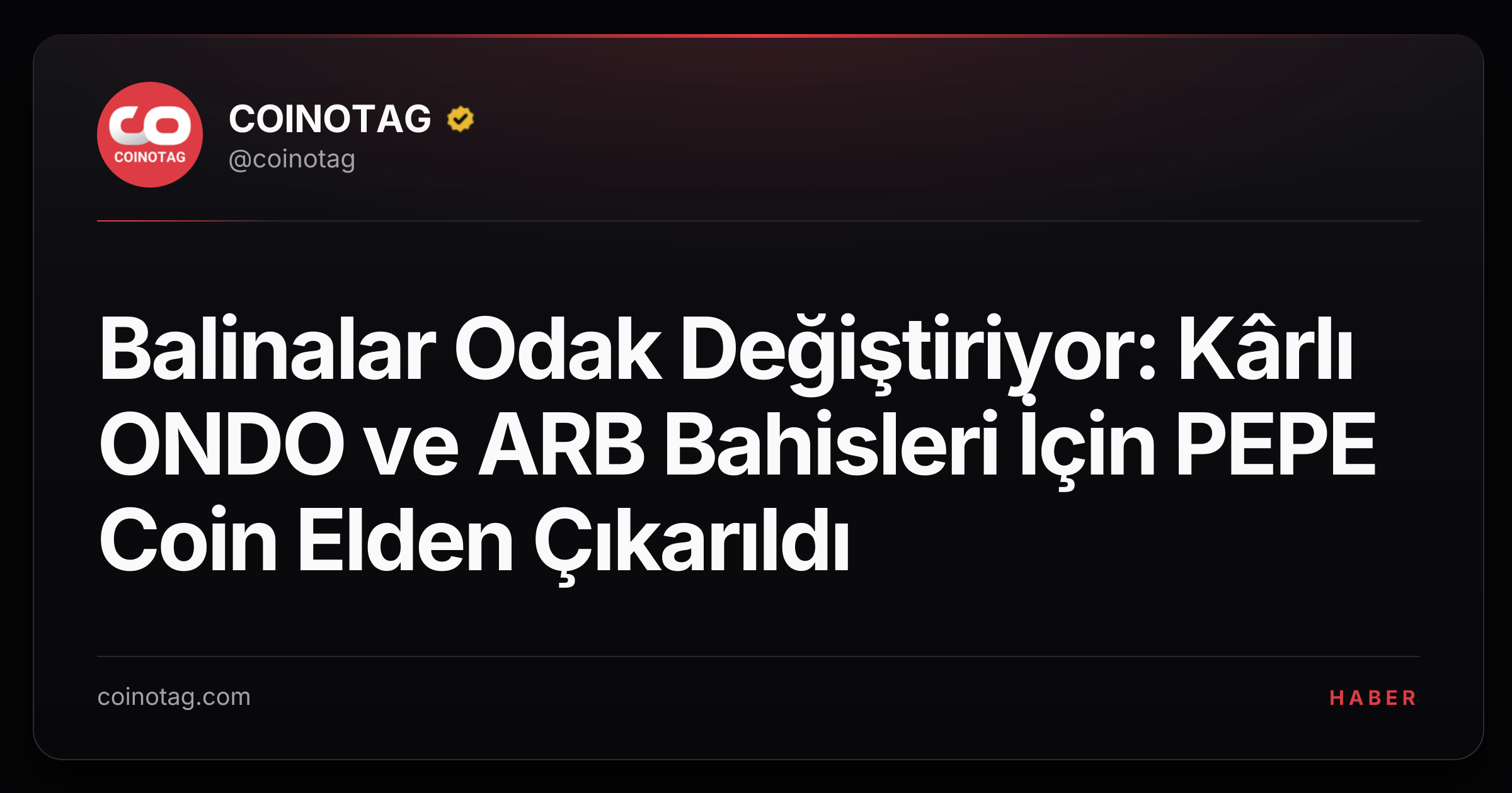 Balinalar Odak Değiştiriyor: Kârlı ONDO ve ARB Bahisleri İçin PEPE Coin Elden Çıkarıldı
