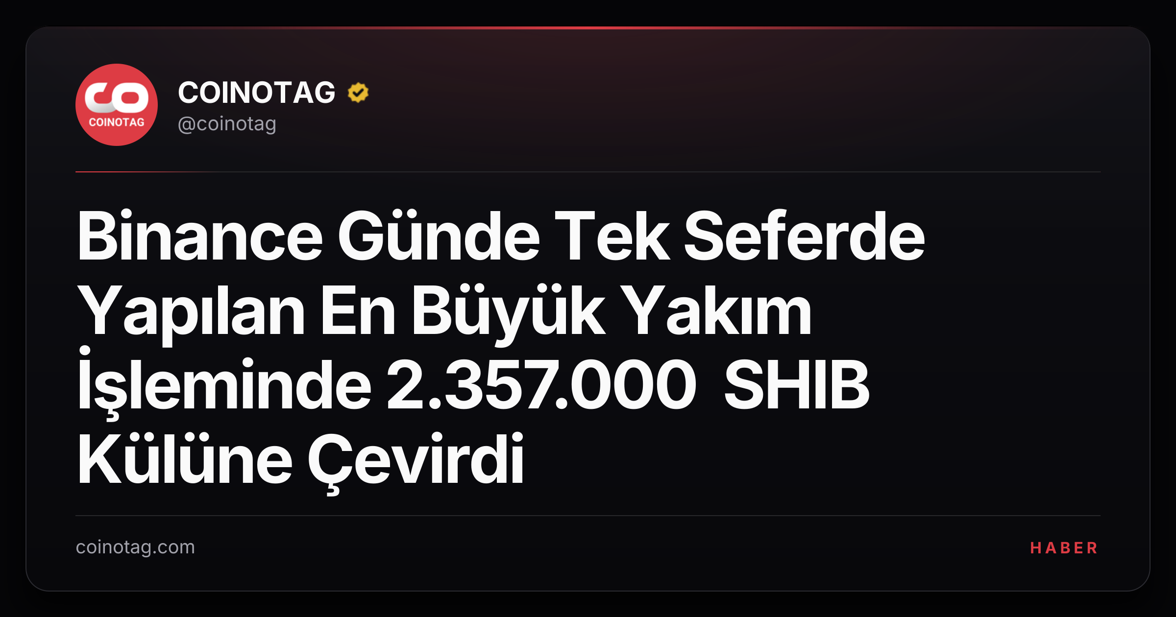 Binance Günde Tek Seferde Yapılan En Büyük Yakım İşleminde 2.357.000 SHIB Külüne Çevirdi