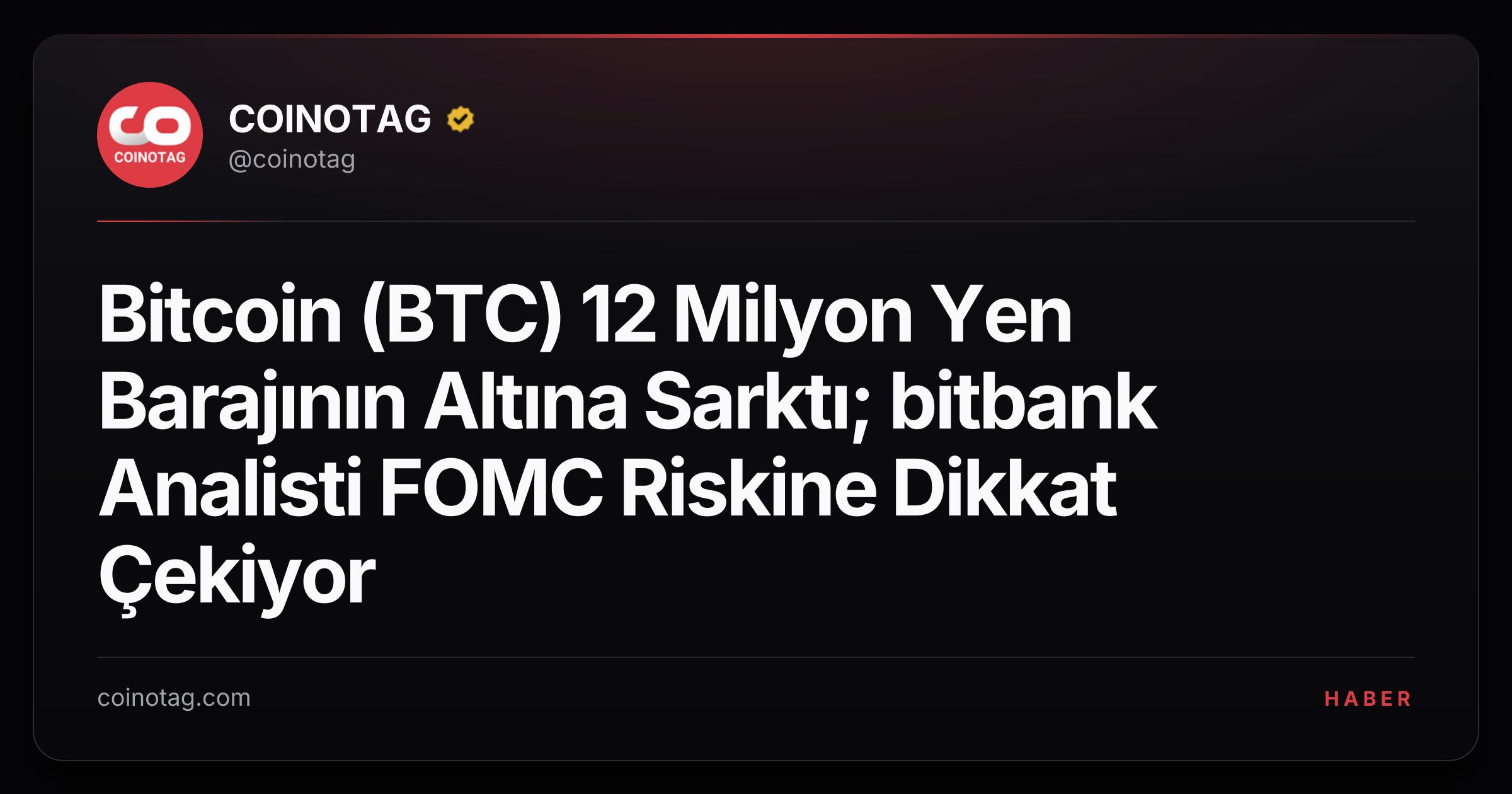 Bitcoin (BTC) 12 Milyon Yen Barajının Altına Sarktı; bitbank Analisti FOMC Riskine Dikkat Çekiyor