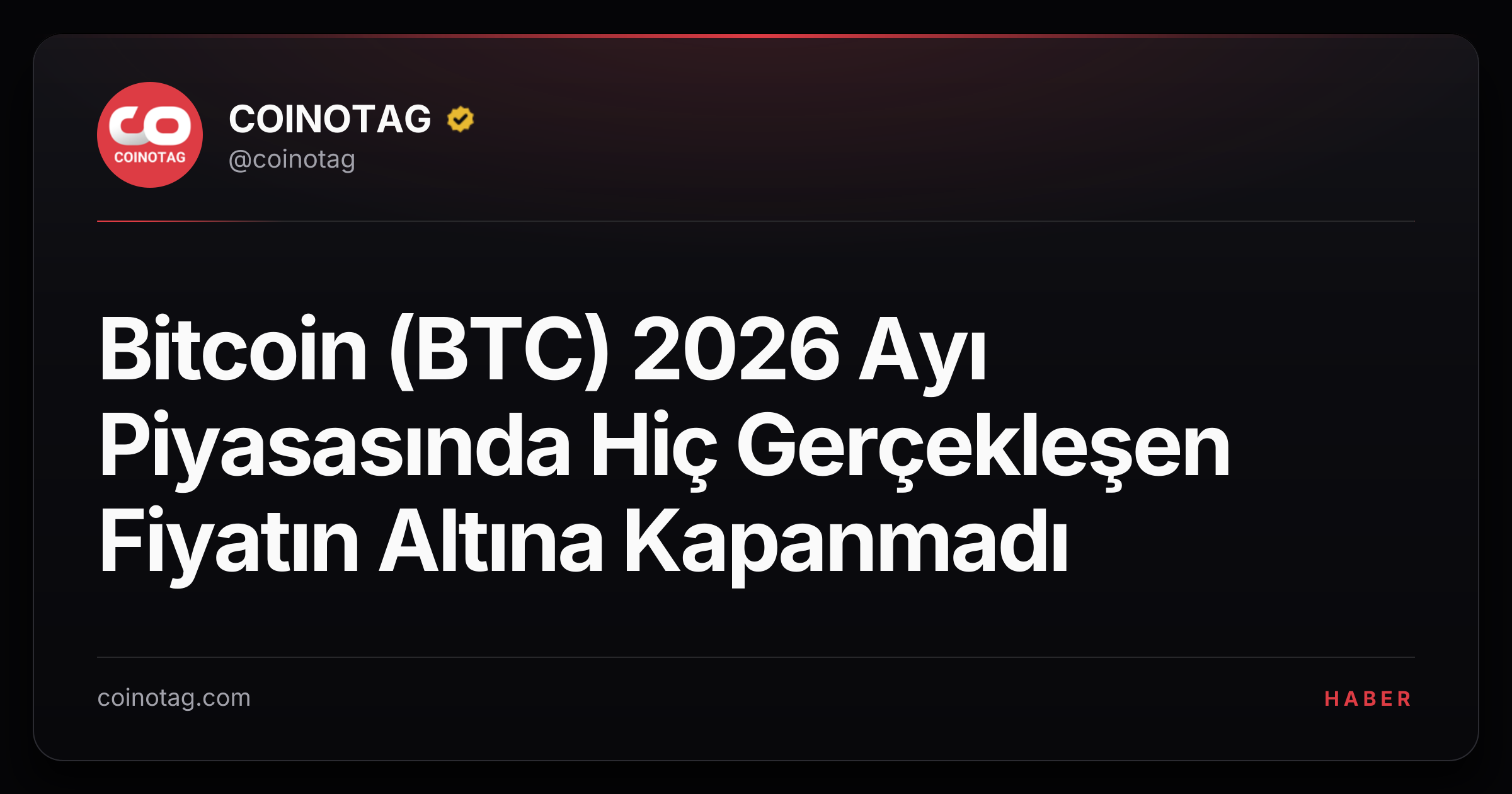 Bitcoin (BTC) 2026 Ayı Piyasasında Hiç Gerçekleşen Fiyatın Altına Kapanmadı