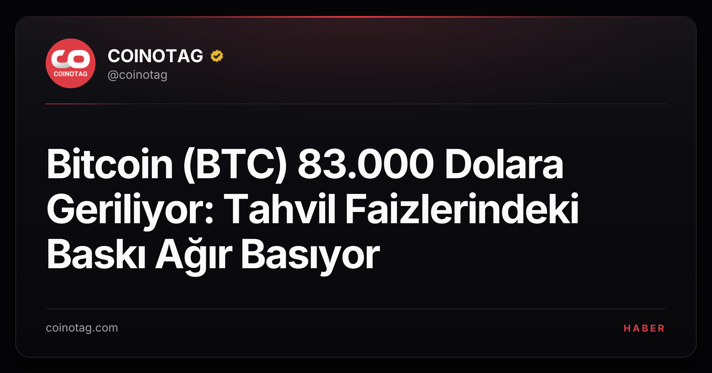 Bitcoin (BTC) 83.000 Dolara Geriliyor: Tahvil Faizlerindeki Baskı Ağır Basıyor