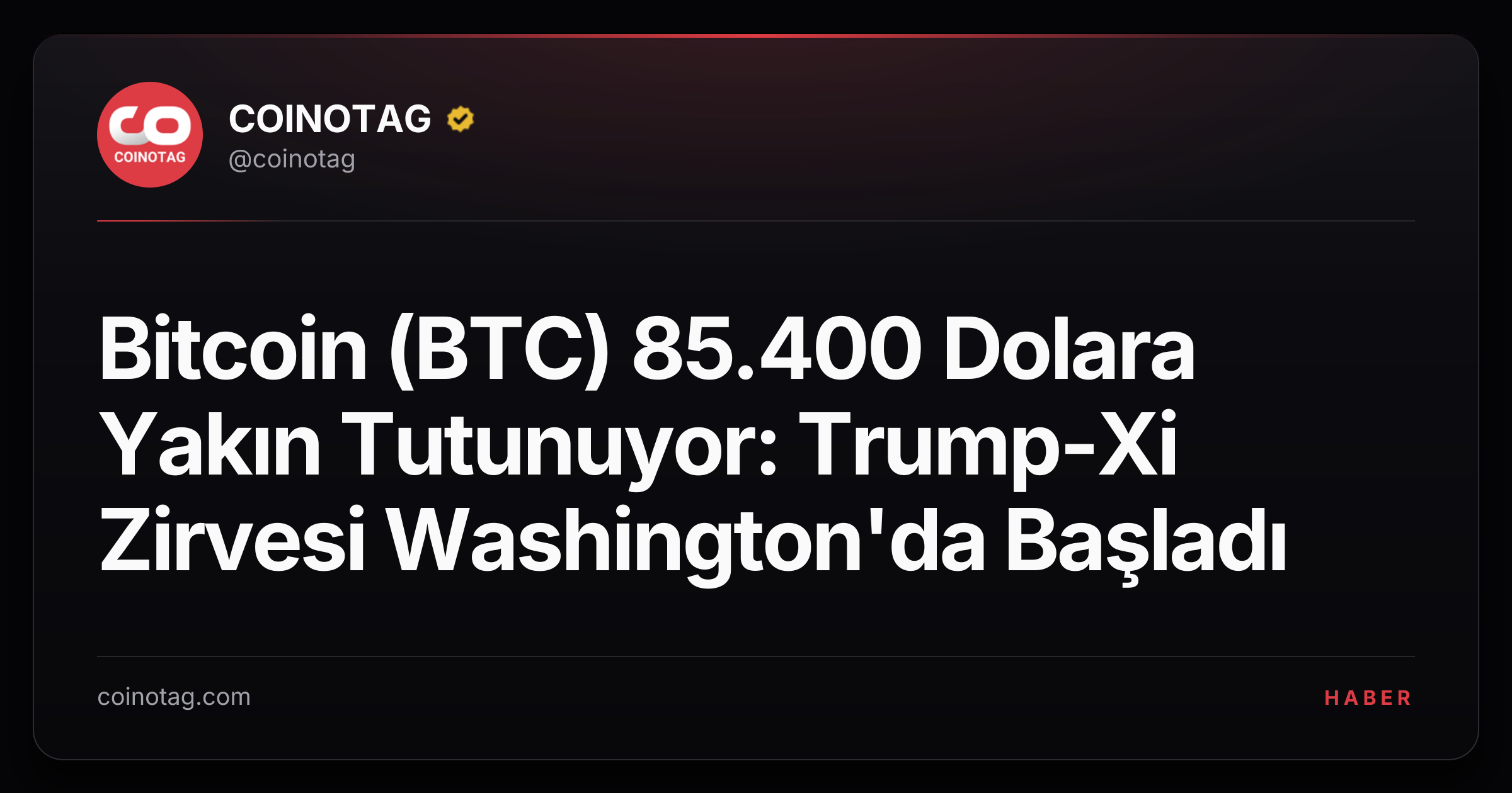 Bitcoin (BTC) 85.400 Dolara Yakın Tutunuyor: Trump-Xi Zirvesi Washington'da Başladı