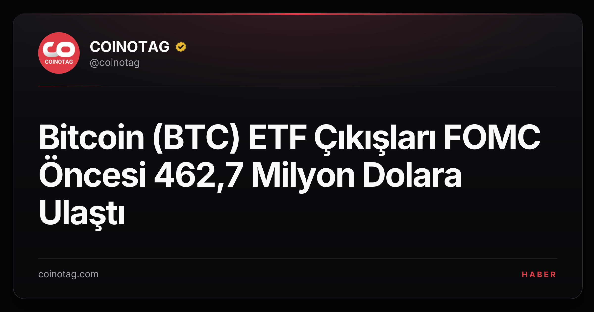 Bitcoin (BTC) ETF Çıkışları FOMC Öncesi 462,7 Milyon Dolara Ulaştı