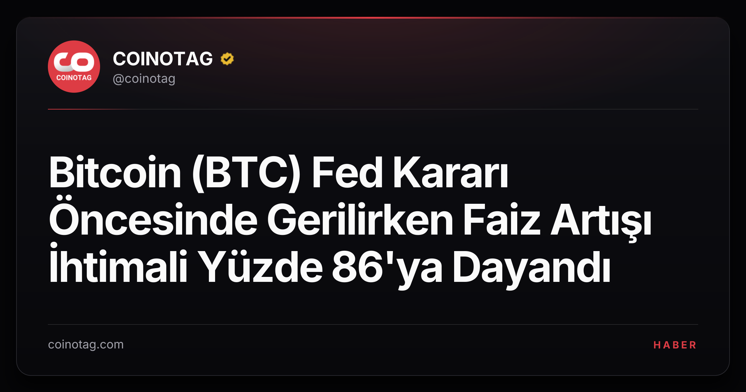 Bitcoin (BTC) Fed Kararı Öncesinde Gerilirken Faiz Artışı İhtimali Yüzde 86'ya Dayandı