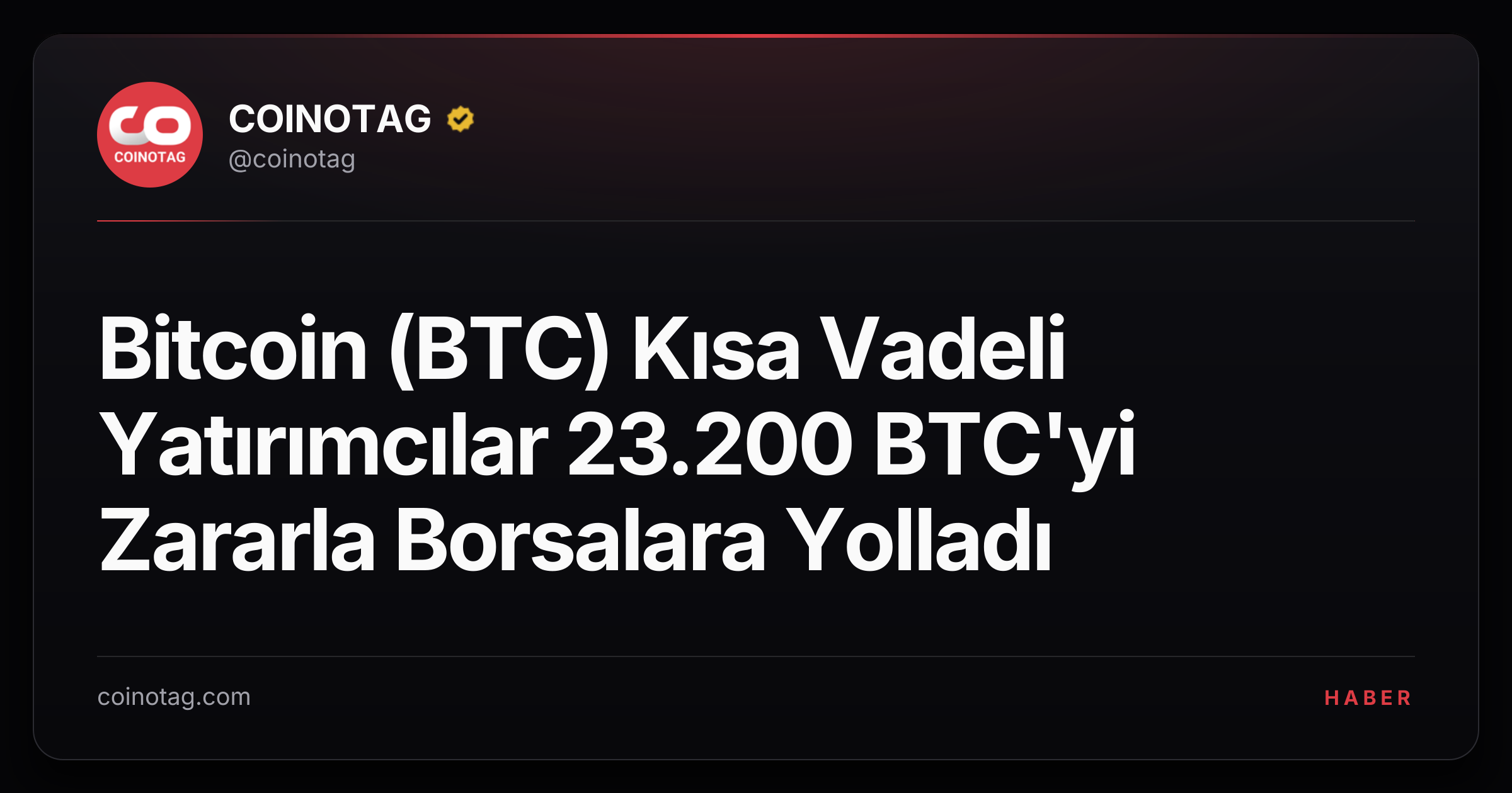Bitcoin (BTC) Kısa Vadeli Yatırımcılar 23.200 BTC'yi Zararla Borsalara Yolladı