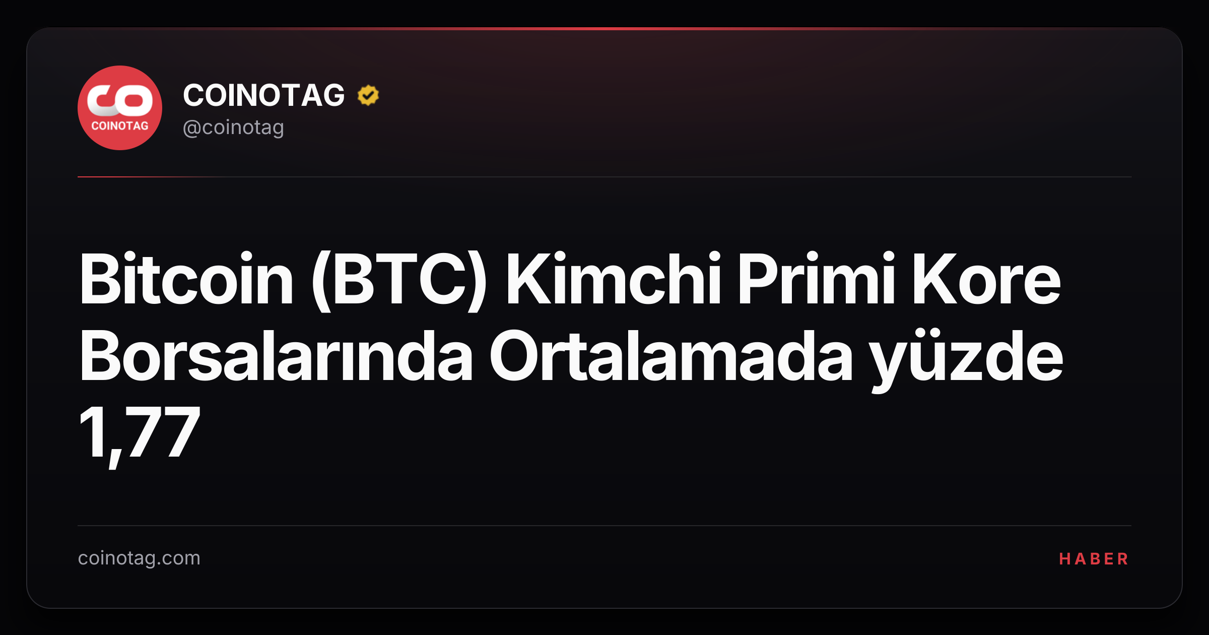 Bitcoin (BTC) Kimchi Primi Kore Borsalarında Ortalamada yüzde 1,77
